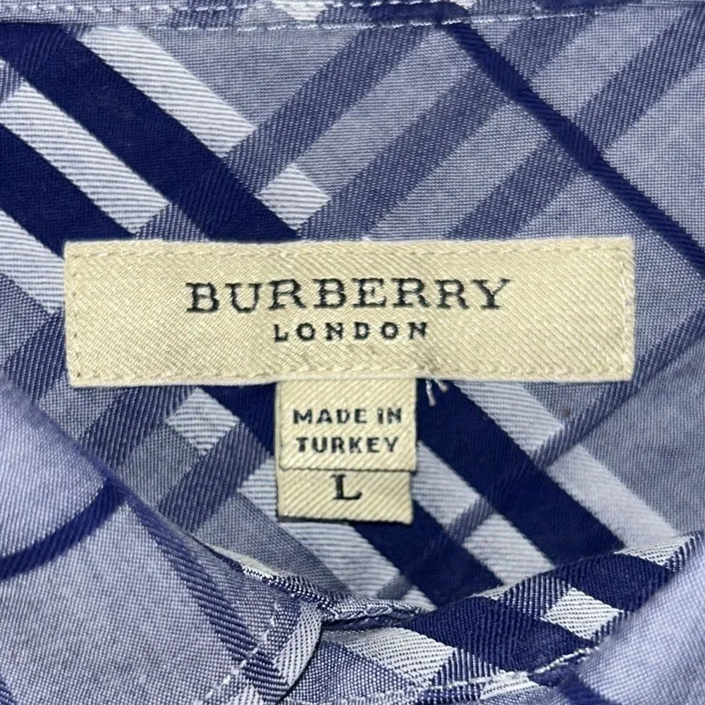 Burberry Novo Check in Midnight 🕛 Blue & Gray Plaid Button-Down Shirt